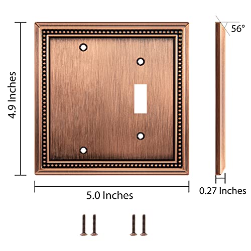 Image of Henne Bery Sunken Pearls Heavy Duty Decorative Wall Plate Switch Plate Outlet Cover (Blank /Toggle, Antique Copper)