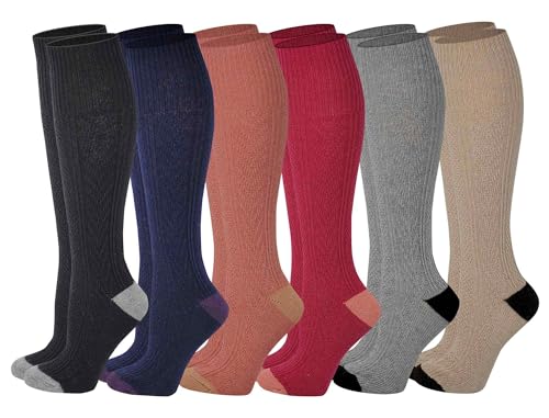 Boot Socks Women (6 Pairs pack) Knee High Cable Knit Winter Wool Socks3