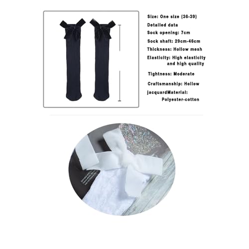 Womens Lace Knee High Socks Girls Ruffle Knee Highs Sexy Sheer Trouser Socks Black White Mesh Fishnet Stockings2