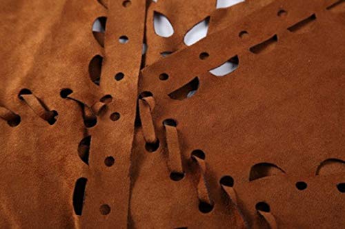 ebossy Women's Cut Out Faux Suede Fringed Shawl Wrap Stole Cape Scarf with Long Tassels2