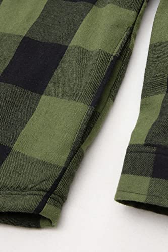 Image of ZENTHACE Boys Sherpa Fleece Lined Flannel Plaid Button Down Shirt Jacket,Hooded Flannel Shirt with Hand Pockets