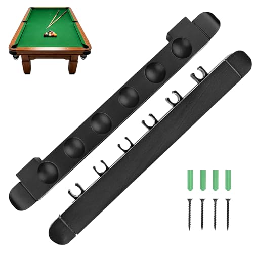 KFSCIP Pool Cue Holder Wall Mounted Pool Cue Rack for 6ft pool Table with Six Storage Slots Durable Construction for Foldable P ool Table and Kids Pool Cue Organisation