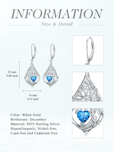 Tree-of-Life-Dangle-Drop-Earrings-for-Women-S925-Sterling-Silver-Dainty-Heart-Gemstone-Birthstone-Earring-Tree-of-Life-Jewelry-Birthday-Anniversary-Wedding-Gifts-for-Wife-Sister-Friend-Her