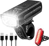 Alyken Bike Lights Set, Super Bright Bicycle Light USB Rechargeable Bike Lights for Night Riding...