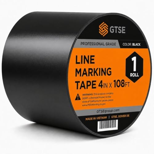 Image of GTSE - Black Vinyl PVC Floor Tape 4 inch x 108ft Safety Marking Tape