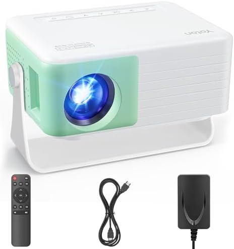 YOTON Mini Beamer, Auto Keystone1080P Unterstützt 15000L, Grün | Projektor mit 50% Zoom Tragbarer Beamer für Heimkino Schlafzimmer Kompatibel mit HDMI/USB/Handy/PS5/TV Stick