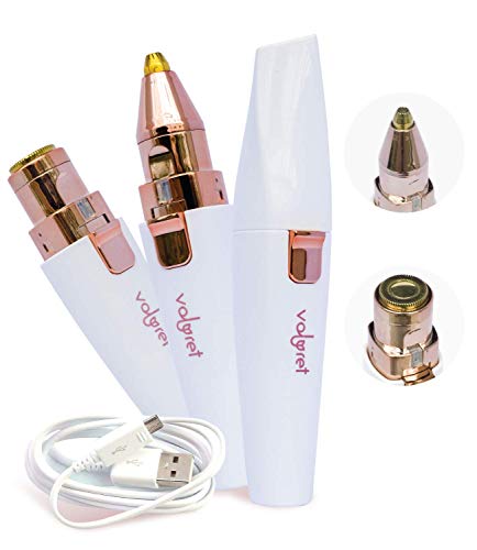 Eyebrow Trimmer & Facial Hair Remover for Women, 2 in 1 Eyebrow Razor and Painless Hair Remover, Eyebrow Lips Nose Body Facial Hair Removal for Women with 2 Extra Replacement Head