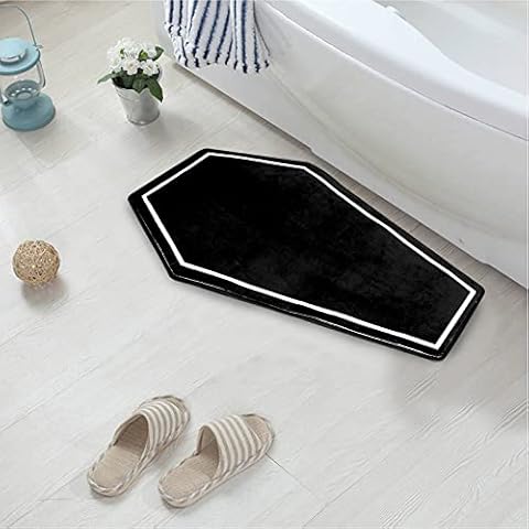 S-SNAIL-OO Coffin Bath Mat Halloween Rug, Gothic Home Decor Flannel Non-Slip Door Mats for Bathroom, Bedroom, Living Room, Front Door, Holiday Door Mat Horror Ghost Gift (32x20in) Cover