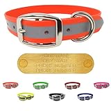 Regal Dog Products Reflective Dog Collar with Custom Engraved Name Plate | Waterproof Biothane Personalized Dog Collars with D Ring & Double Buckle - Other Sizes for Small, Medium & Large Dogs