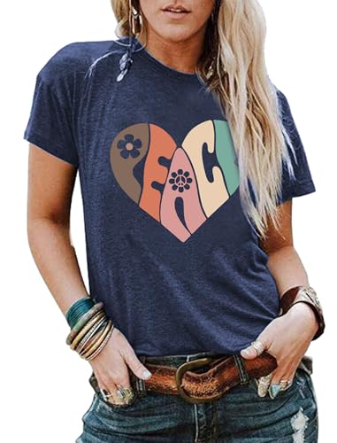 Women 70s Hippie Shirts Peace Love Soul Inspirational Hippy Tops