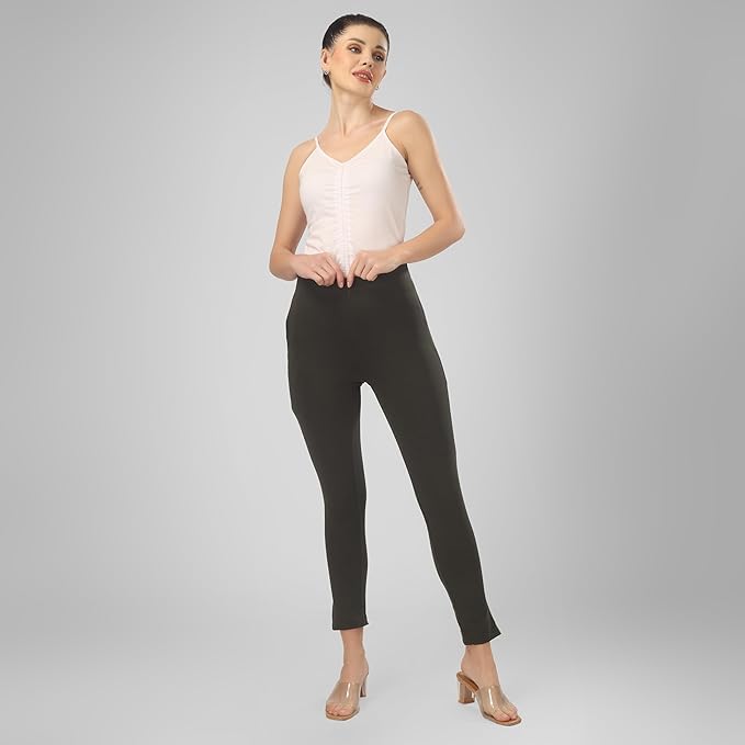 Image of ON&ON Women's Cotton Stretchable Slim Fit Straight Pants Trouser for Casual Wear and Office Wear