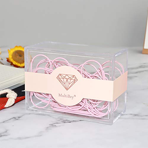 Pink Jumbo Paper Clips, Multibey 2" Non-Skid Metallic Large Paperclips Bookmark In Reusable Holder Office School Supplies For Women Girls Decor, 30Pcs Per Box (Light Pink) #TOP1