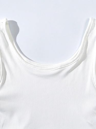 Milumia Girl's 4 Pack Ribbed Knit Scoop Neck Sleeveless Casual Basic Crop Tank Tops3