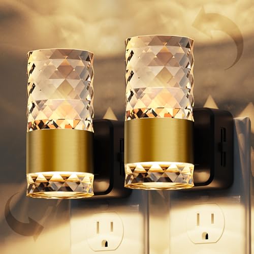 Image of L LOHAS LED Night Light, Modern Night Lights Plug into Wall, 2 Pack 3000K Soft Warm 0-100LM Adjustable Nightlights,Automatic Nightlights Plug in with Dusk to Dawn Sensor for Room Bathroom Hallway