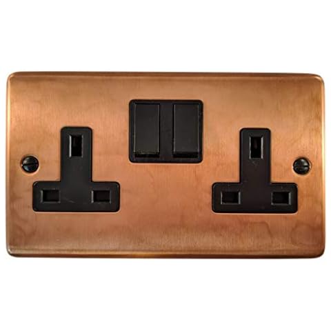 G&H CTC10B Standard Plate Tarnished Copper 2 Gang Double 13A Switched Plug Socket Cover