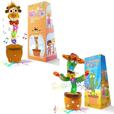 Ayeboovi Dancing Talking Cactus Toys for Baby Boys and Girls, Kids Adjust Volume Singing Record Repeating What You Say Sunny Cactus Mimicking Toy Electronic Light Up Plush Toy with 120 English Songs Cover