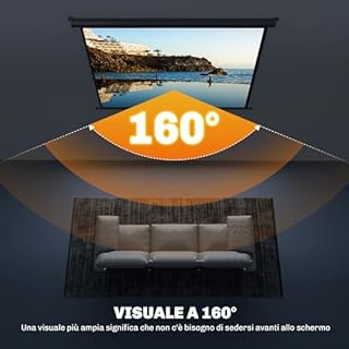 HOMCOM Telo Proiettore da 84 Pollici 4K HD Formato 4:3, Altezza Regolabile Manuale, Schermo Proiettore, Grandangolo di 160 Gradi, Telo Videoproiettore per Casa, Home, Cinema, Ufficio, Nero