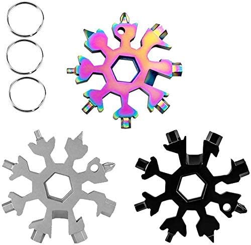 3Pcs Snowflake Multitool 18-In-1 Stainless Steel Keychain Multi Tool Bottle Opener Flat Phillips Screwdriver Wrench Kit For Outdoor Travel Camping Adventure Daily Tool (3Pcs) #TOP8
