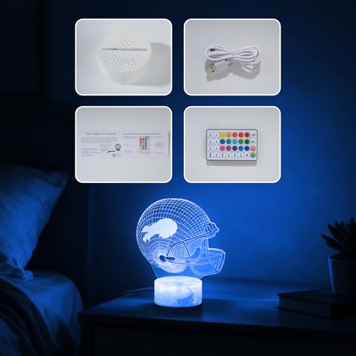 YANGYUQI Buffalo Football Helmet Night Light, 16 Colors 3D Optical Illusion LED Night Light with Remote Control, Desk Lamp for Buffalo Football Fans, Man Cave, Bar, Pub, Kids, Teens - image 7