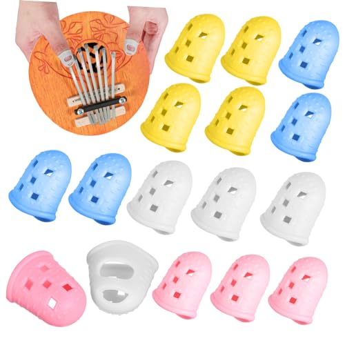 16 Pcs Kalimba Fingertip Protectors Anti Slip Kalimba Finger Guards Guitar Finger Protectors Finger Covers Guitar Fingertip Protector Small Non-slip Harp