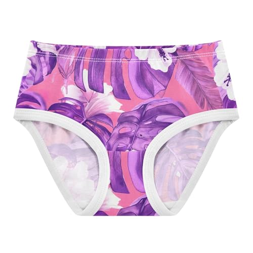 Cotton Toddlers Underwear Floral Tropical Purple Monstera Leaves Girl Panties Cute Print Briefs Underpants 2t