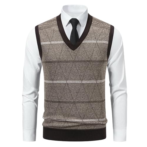 Pull homme hiver à motif diamant avec doublure peluche chaude