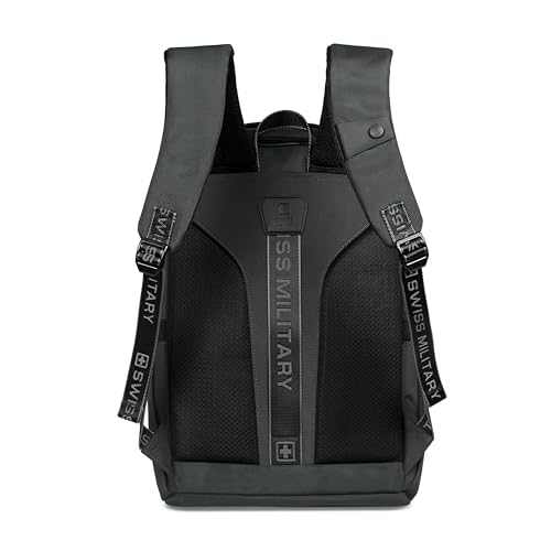 Image of SWISS MILITARY Aspen Laptop Backpack 15.6 Inch with USB Charging Port, Quick Access Pockets, iPad Compartment, Mesh Bottle Holders, 16L Compact Travel Office College Bag for Men Women