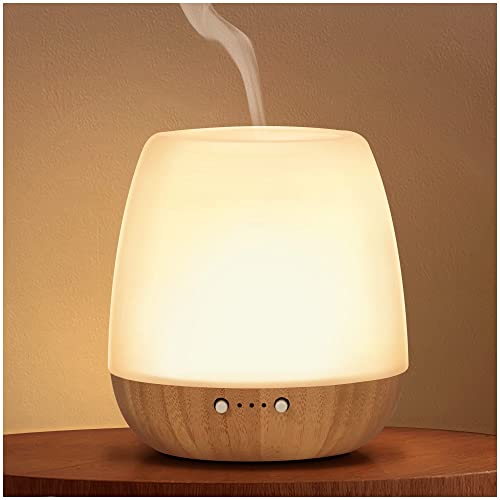 Essential Oil Diffusers, Glass Oil Diffuser, Milky Frosted Glass Cover, Solid Bamboo Base, Warm Night Light, Waterless Auto Off, Aromatherapy Diffuser For Home Decor, Gift Choice, Mos-M2 #TOP15