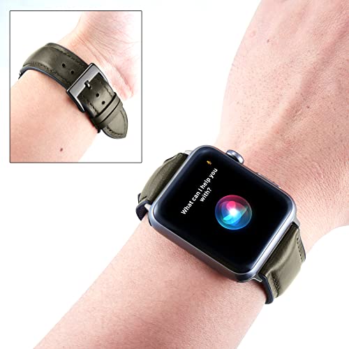 BINLUN Compatible with Apple Watch Strap 42mm 44mm 45mm 46mm 49mm Oil Wax Leather and Breathable Silicone Hybrid Replacement Band Compatible with iWatch Ultra SE SE2 Series 10/9/8/7/6/5/4/3/2/1 - Image 3