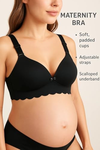 Image of ELEG & STILANCE Maternity Feeding Bra Padded Nursing Bra with Adjustable Straps Easy Baby Breastfeeding New Moms Back Hook Closure