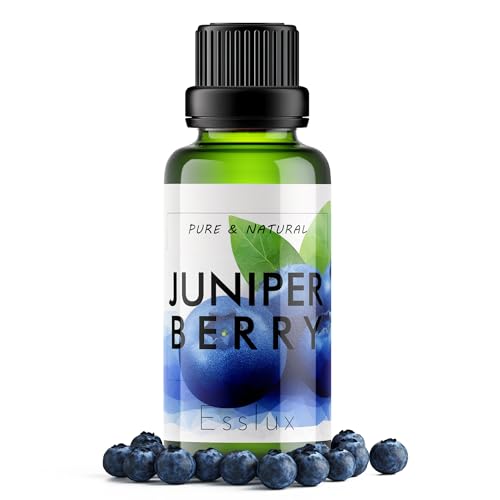 Image of Esslux Juniper Berry Essential Oils - 100% Pure, Undiluted, Therapeutic Grade Juniper Berry Oil - Perfect for Aromatherapy, Peaceful Sleep & Calm Mind & Healthier Skin - Use on Skin - 90 ML