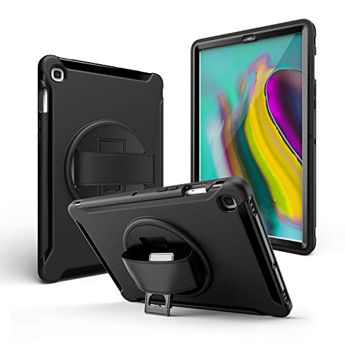 Coque Samsung Galaxy Tab S5e 10.5 rotative noire avec protège-écran SM-T720