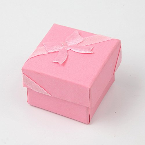 Alamor 1Pcs 4 * 4 * 3 Bogen Band Geschenk Box Schmuck Box Halskette Ohrringe Ring Schmuck Box Verpackung Tray - Pink
