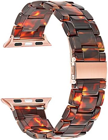 TRUMiRR Watchband Compatible for 42mm 44mm 45mm Apple Watch Women, TRUMiRR Fashion Resin Watchband Metal Stainless Steel Buckle Strap Bracelet for iWatch SE Apple Watch Series 7 6 5 4 3 2 1 All Models