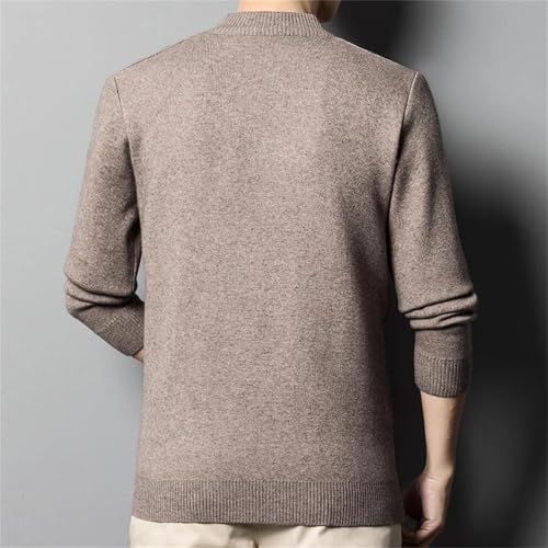 Men's Fall Winter Half-Zip Warm Sweater Solid Color Long Sleeve Half High Collar Knitted Pullover2