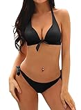 SHEKINI Women's Side Tie bottom bathing suit Push Up Triangle Bikini Set