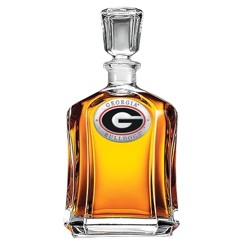 Image of Heritage Pewter Georgia Capitol Decanter | 24 OZ Whiskey Decanter for Liquor with Airtight Stopper | Expertly Crafted Pewter Glass Clear