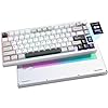 YUNZII AL80 Teclado mecánico inalámbrico, CNC de aluminio completo, pantalla LCD inteligente, montaje de junta intercambiable en caliente con diseño de 75% y perilla, BT/2.4G/USB-C, soporte QMK/VIA
