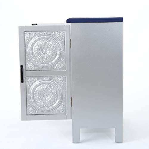 Christopher Knight Home Alana Firwood Cabinet With Faux Wood Overlay, Silver / Navy Blue #TOP5