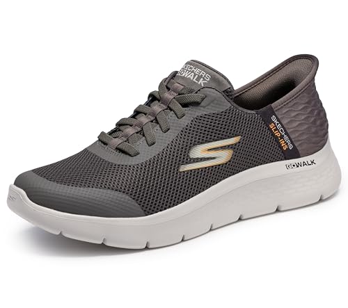 Skechers Men's Go Walk Flex Hands Up Hands Free Slip-Ins Sneaker, Brown, 10