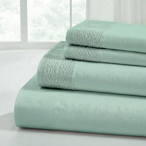 Modern Threads Miękkie koronkowe prześcieradła z mikrofibry - luksusowe prześcieradła z mikrofibry - zawiera płaskie prześcieradło, prześcieradło z głębokimi kieszeniami i poszewkami na poduszki