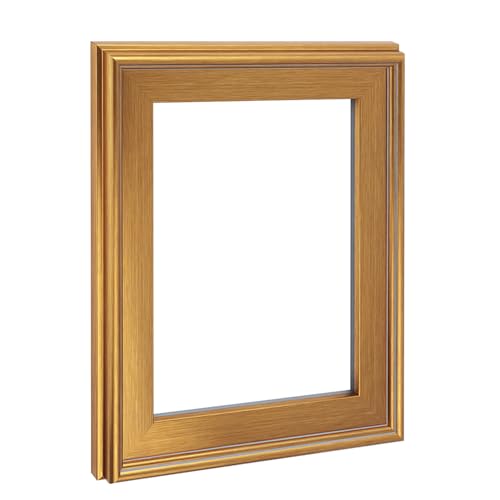 Cardinali Plein Aire Frame, Gold 12x12-3" Wide Moulding with Raised Edge - No Glass or Backing - 1/2" Rabbet Depth - Timeless Frame for Canvas - Made in USA