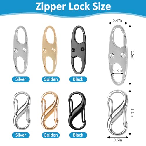 Phinus Lock Combo, Total 21PCS Clips Anti-Theft, Locks Anti-Theft for Luggage, Clothing, Backpacks, Boots, Purses, Travel Outdoor Sports(Black, Silver, Gold) - Image 2