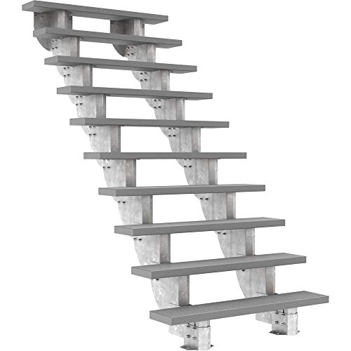 DOLLE Außentreppe Gardenstep 10 Stufen Höhe 185-225 cm Stufen Trimax® 120cm Grau