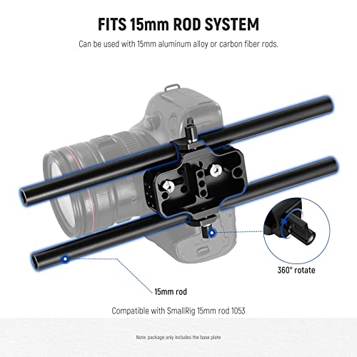 Neewer Camera Base Plate With Dual Rod Rail Clamp, 15Mm Lws Baseplate For Camera Cage Tripod Shoulder Rig With 1/4" & 3/8" Threads, Compatible With Smallrig Cage Sony A7 Canon R6 Bmpcc 6K Pro, Sr001 #TOP4