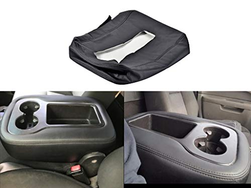 VeCarTech Leather Center Console Cover Microfiber Leather Compatible with 2007-2013 Chevy Silverado,Tahoe,Suburban,Avalanche,GMC Sierra,Rear end Zipper Design