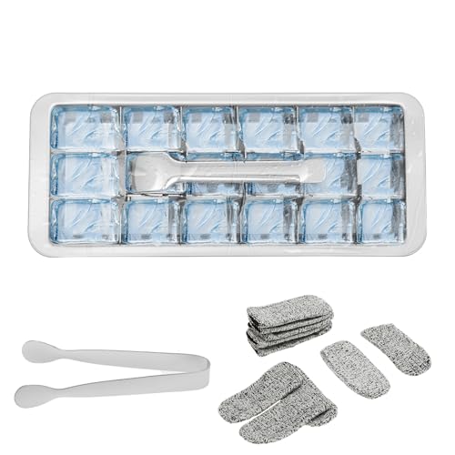 Cubitera de acero inoxidable, 28,2 x 11,8 x 4,5 cm, acero inoxidable, con 1 clips, 10 dedos, bandeja de cubitos de hielo extraíble para alimentos, zumos, bebidas alcohólicas