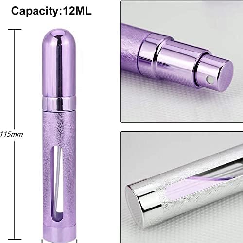 ZKSMNB Perfume Bottles (12ml, 5pcs), Travel Refillable Perfume Atomizer Spray Bottle, Fragrance Empty Bottle with Window, Fits in Your Purse, Pocket or Luggage (SilverBlueRed, Gold, Purple)