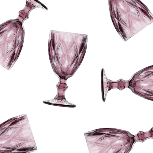 Jogo 6 Taças Vidro 340ml Diamond Roxa/Marsala