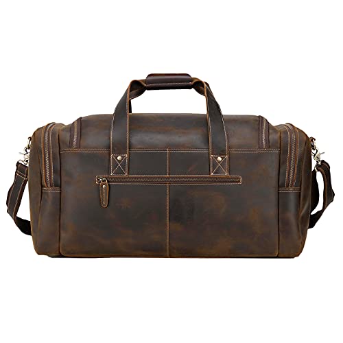 Polare 23" Full Grain Cowhide Leather Gym Duffle Weekender Overnight Travel Duffel Bag For Men3